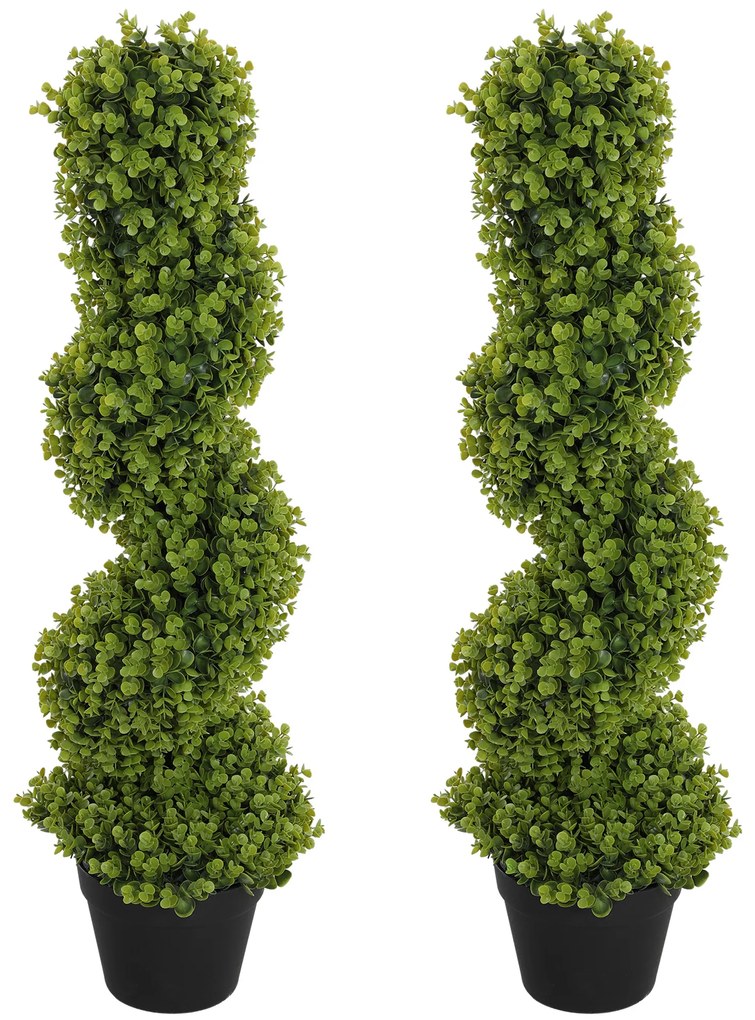 HOMCOM Set de 2 plante decorative, Plante artificiale în ghiveci, Plante artificiale pentru casă, interior, exterior, 90 cm, Verde | Aosom Romania