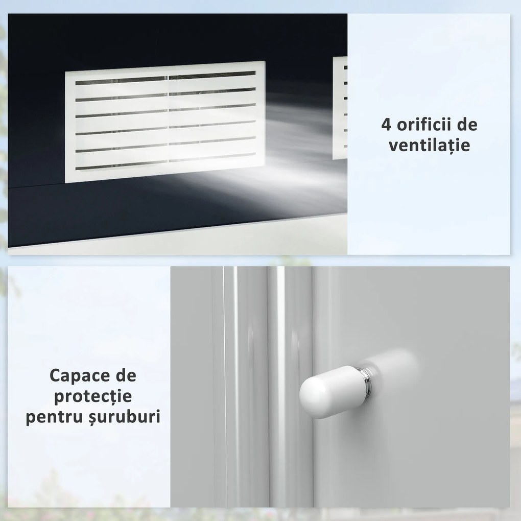 Outsunny Casuta de Gradina, Magazie de Depozitare, sopron pentru Unelte din Tabla de Otel, cu Usi glisante, Gri | Aosom Romania