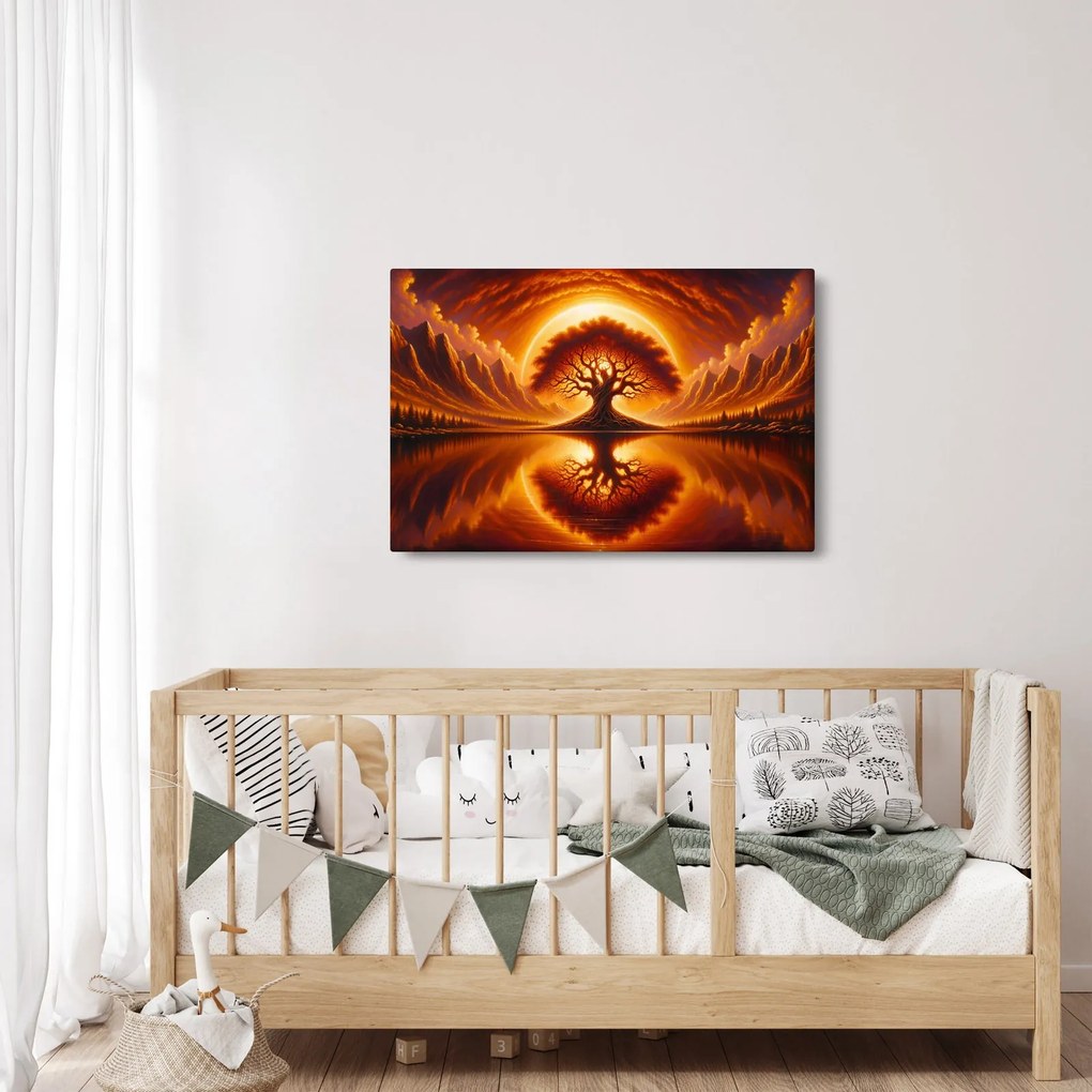 Tablou – Arbore în soare sângeriu (90x60 cm)