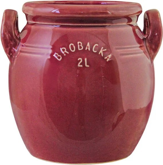 Ghiveci din ceramică glazurată manual 2L burgundy înalt, „Brobacka"