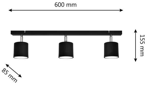 Spot PUNTA 3xGX53/10W/230V negru