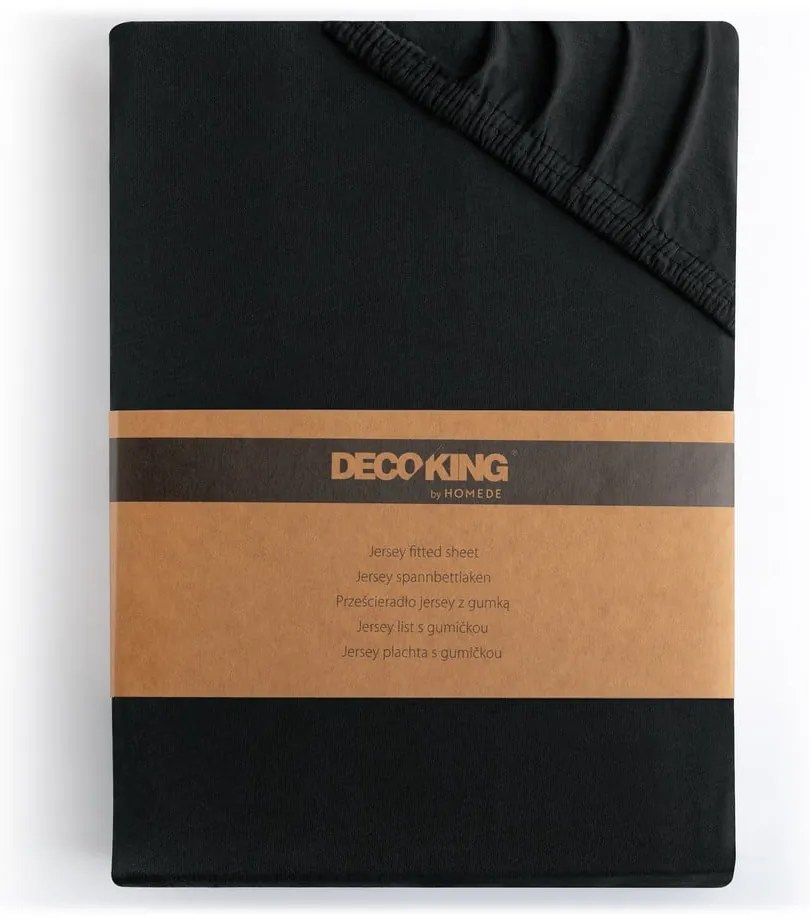 Cearceaf negru din jerseu cu elastic 140x200 cm Amber – Restilo