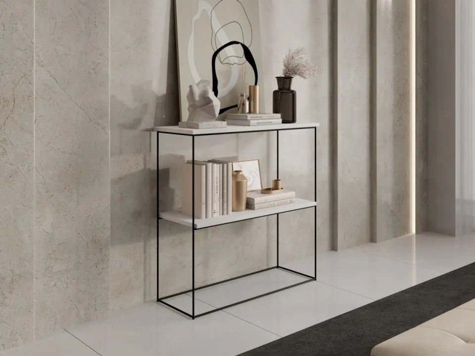 Consolă hol, 80x30x80 cm TONI 2, ADRK Furniture (Culoare: Negru / Alb)