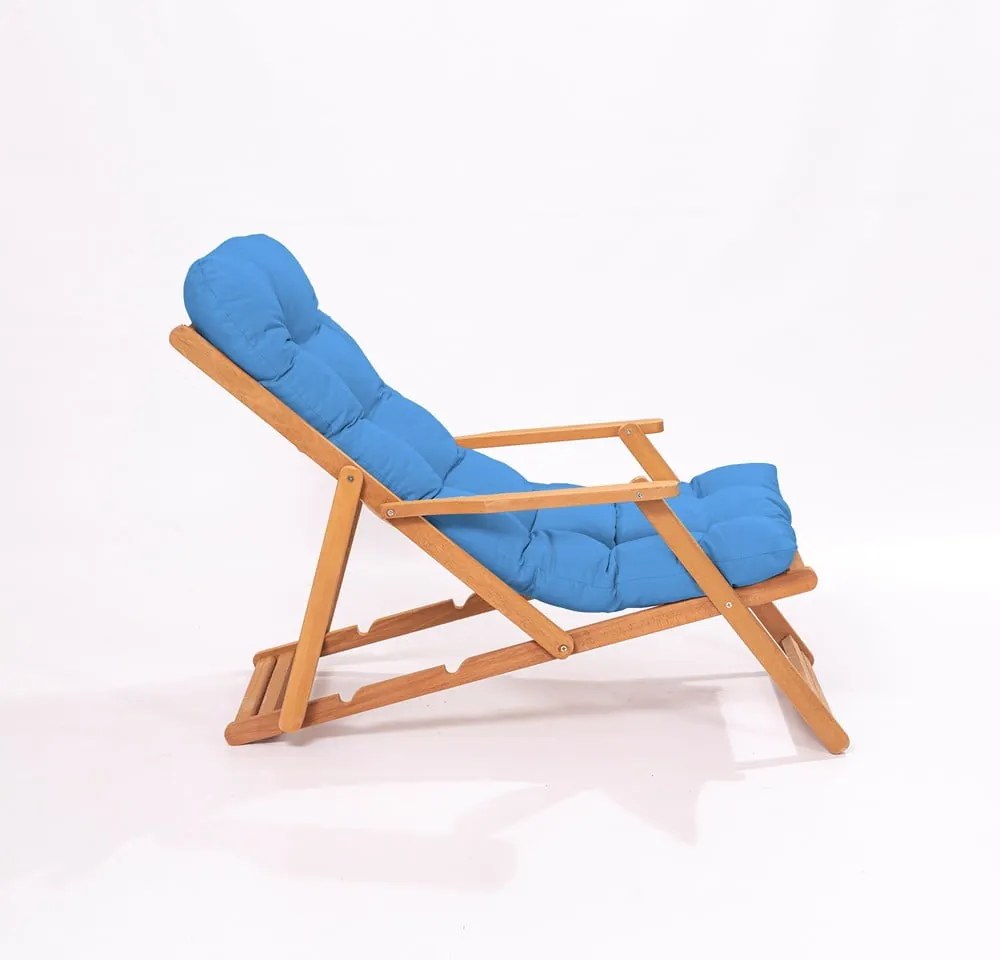 Șezlong de grădină albastru/natural din lemn – Floriane Garden