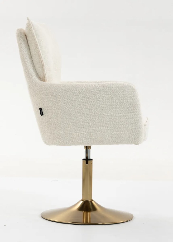HR250N Scaun Crem Boucle Bază Aurie