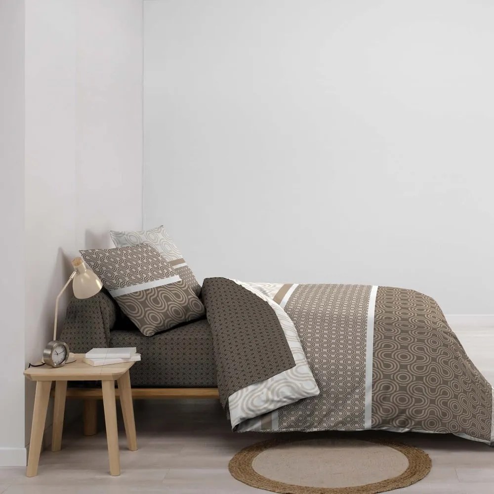 Lenjerie de pat maro din bumbac pentru pat dublu, extinsă cu cearceaf inclus, cu 6 piese 240x220 cm Pacha – douceur d'intérieur