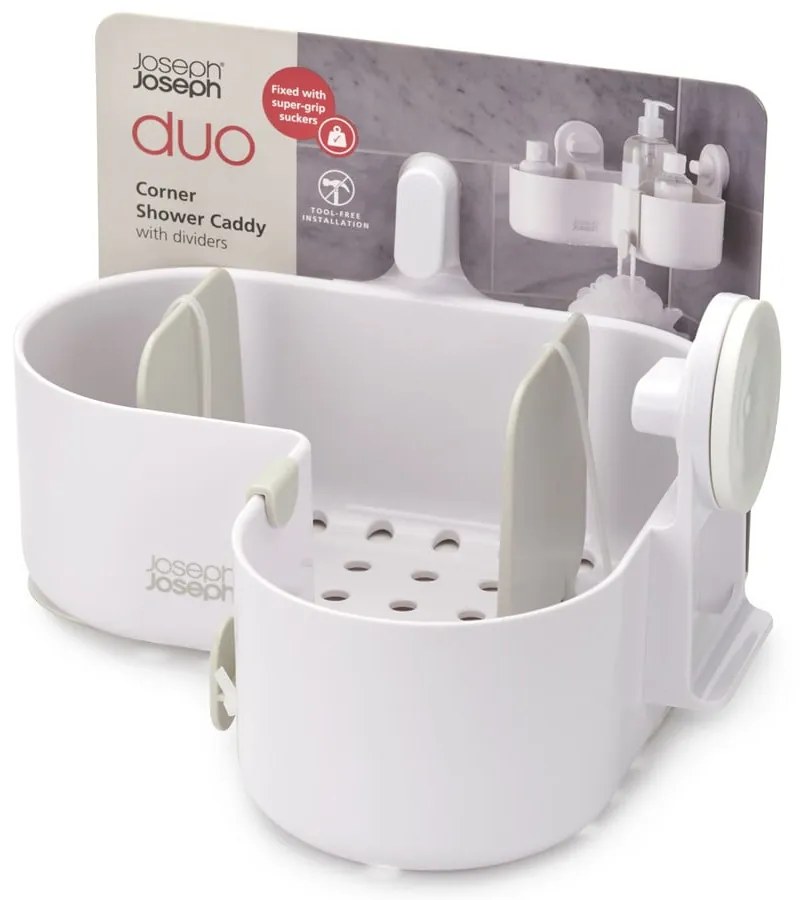 Raft pentru baie alb autoadeziv/pentru colț din plastic Duo – Joseph Joseph