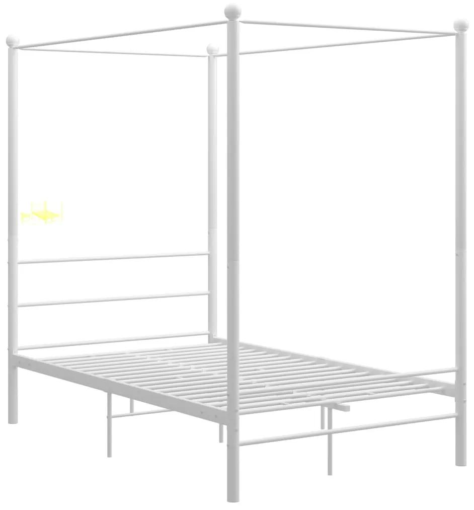 325061 vidaXL Cadru de pat cu baldachin, alb, 140x200 cm, metal