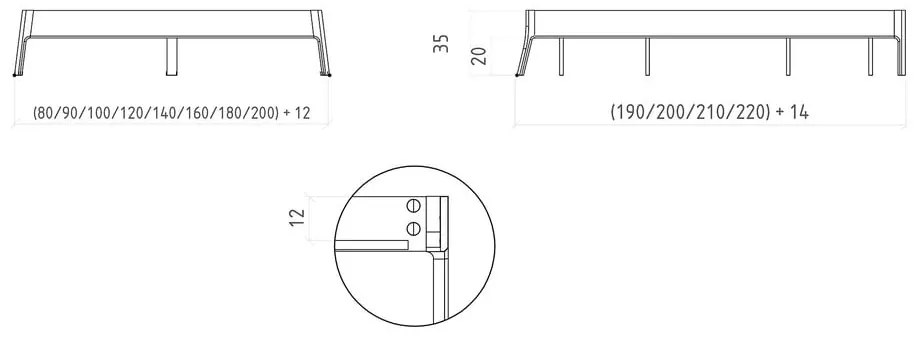 Pat matrimonial în culoare naturală din lemn de stejar 180x200 cm Twig – The Beds
