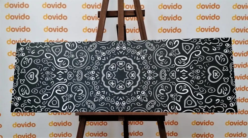 Tablou Mandala iubirii în design alb-negru