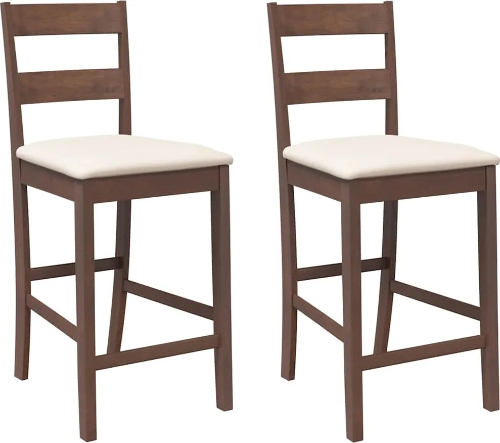 vidaXL Scaune de bar cu perne 2 buc din cauciuc din lemn masiv maro