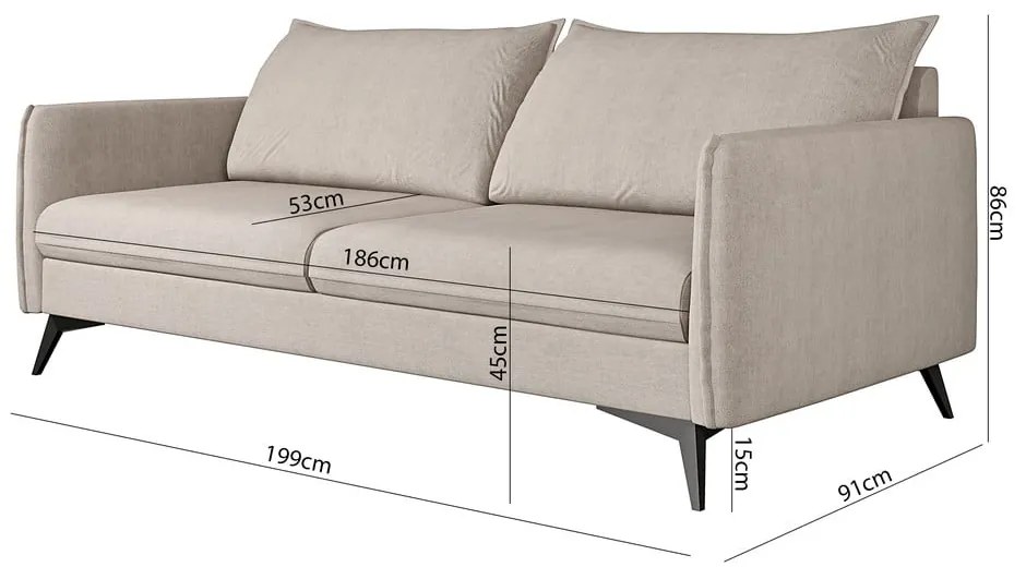 Canapea bej 199 cm Juli Bis – Ropez