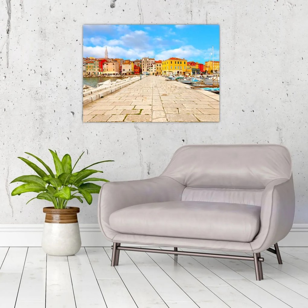 Tablou pe sticlă - Orașul Istrian vechi Poreč, Croația (70x50 cm)