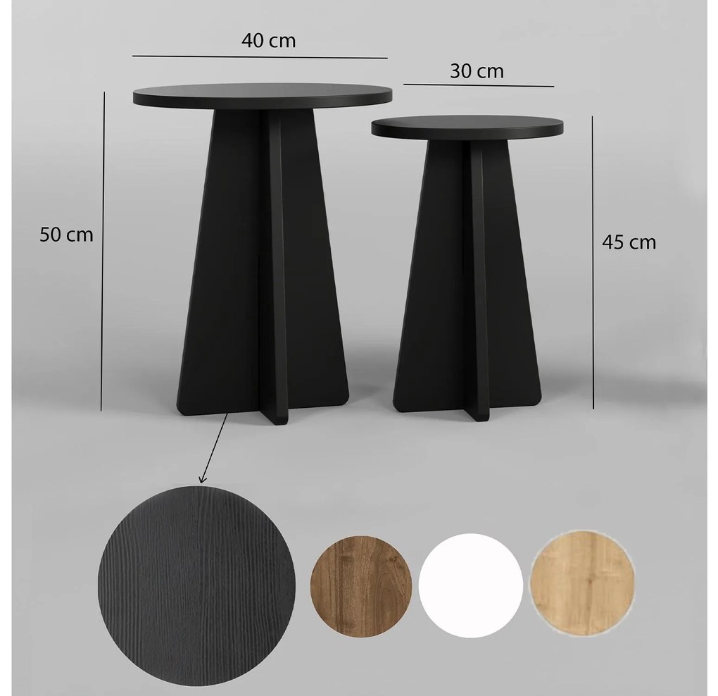 Set 2 buc măsuțe de cafea Madeline 3 (Negru). 1089600