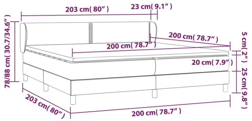 Pat continental cu saltea, cappuccino, 200x200 cm, piele eco Cappuccino, 200 x 200 cm, Culoare unica si cuie de tapiterie