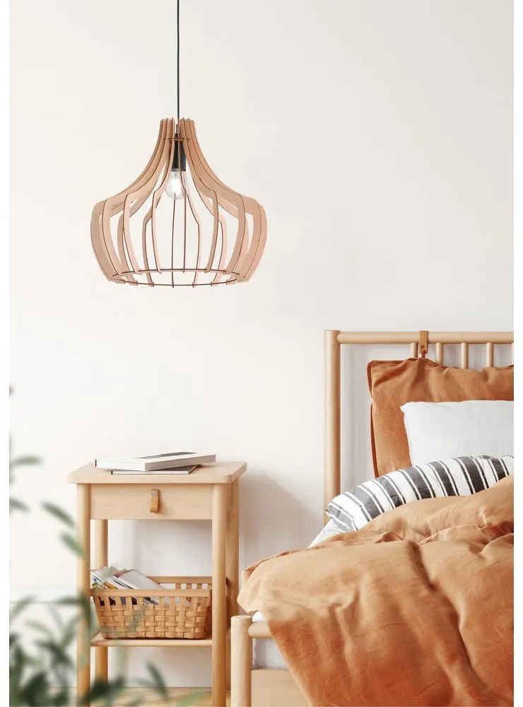 Lustră cu abajur din lemn Reality Wood, înălțime 150 cm, natural