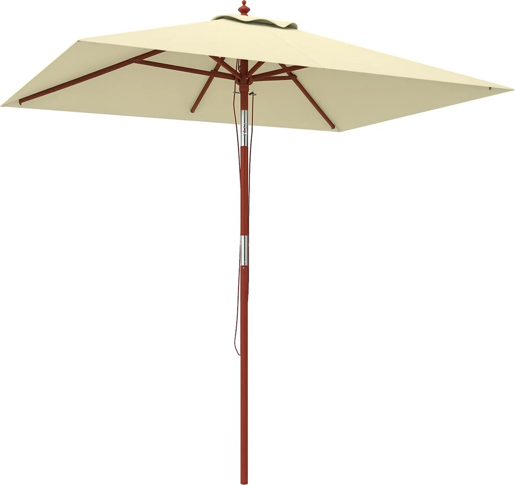Outsunny Umbrelă de Grădină Înclinabilă cu Sistem cu Șnur și Orificiu de Ventilație, 200x150x235 cm, Bej | Aosom Romania