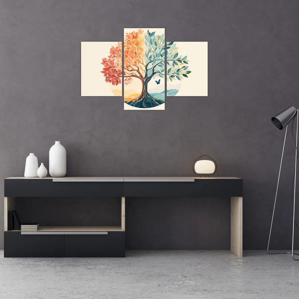 Tablou – Arbore dual cu fluture (90x60 cm)