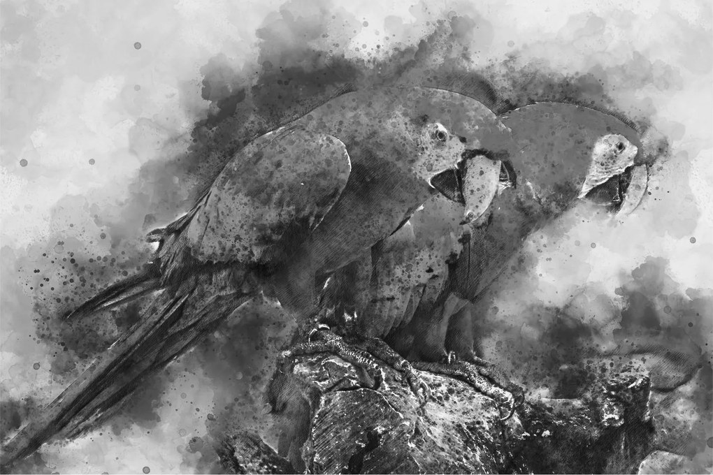 Tablou - Acuarelă papagali (90x60 cm)