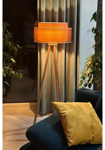 Lampadar WOOD Duolla BOHO 1xE27/15W/230V d. 45 cm cupru/maro/bej