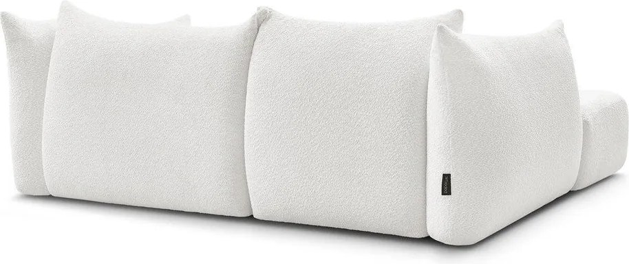 Colțar alb cu tapițerie din țesătură bouclé (cu colț pe partea stângă/cu șezlong) Azra – Bobochic Paris