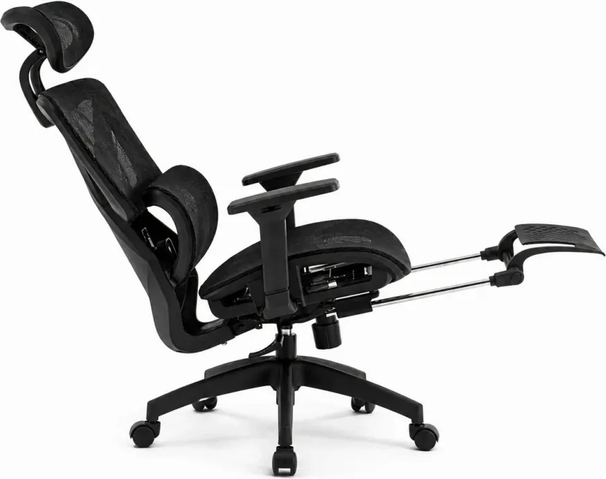 RESIGILAT- Scaun ergonomic, functie translatie sezut, cotiere 3D, tetiera 3D, suport lombar Adaptive, pivotant, suport picioare, Negru