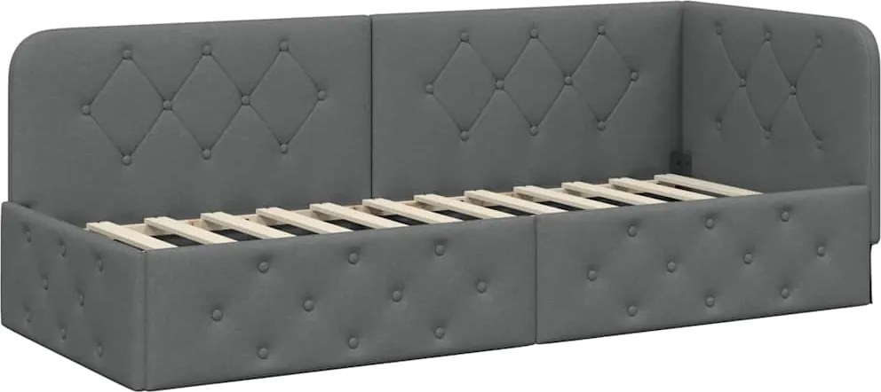 vidaXL Cadru de pat colțar Gri închis 80 x 200 cm țesătură