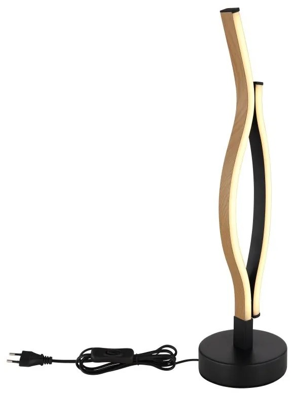 Veioza LED, lampa de masa design modern Geronimo negru, maro