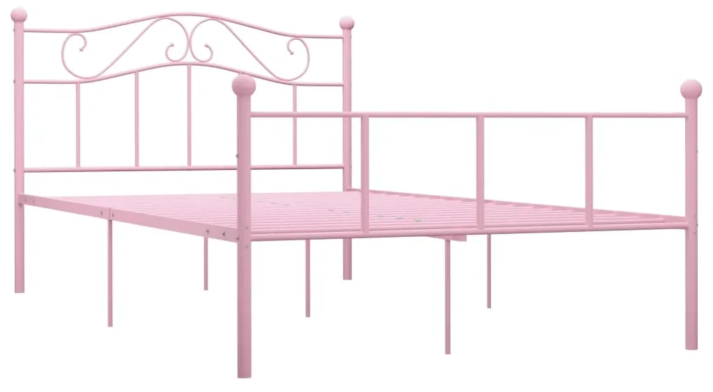 284539 vidaXL Cadru de pat, roz, 120 x 200 cm, metal