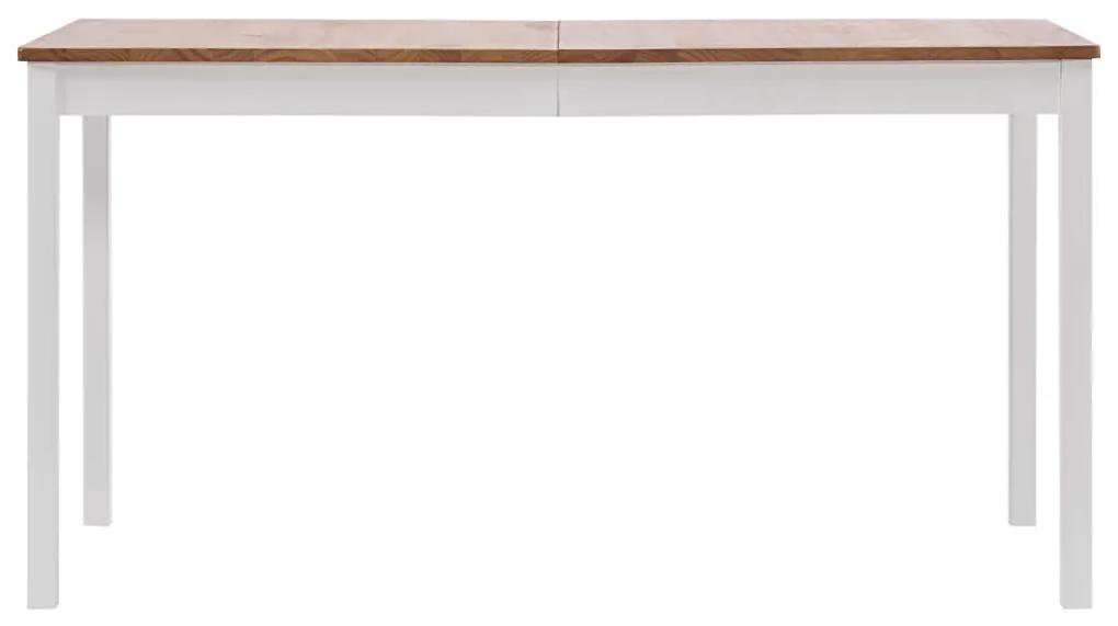 283402 vidaXL Masă de bucătărie, alb și maro, 140 x 70 x 73 cm, lemn de pin