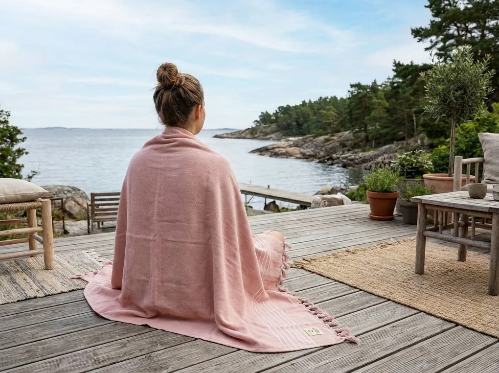 Prosop de plaja WALRA roz 90 x 180 cm, 100% bumbac