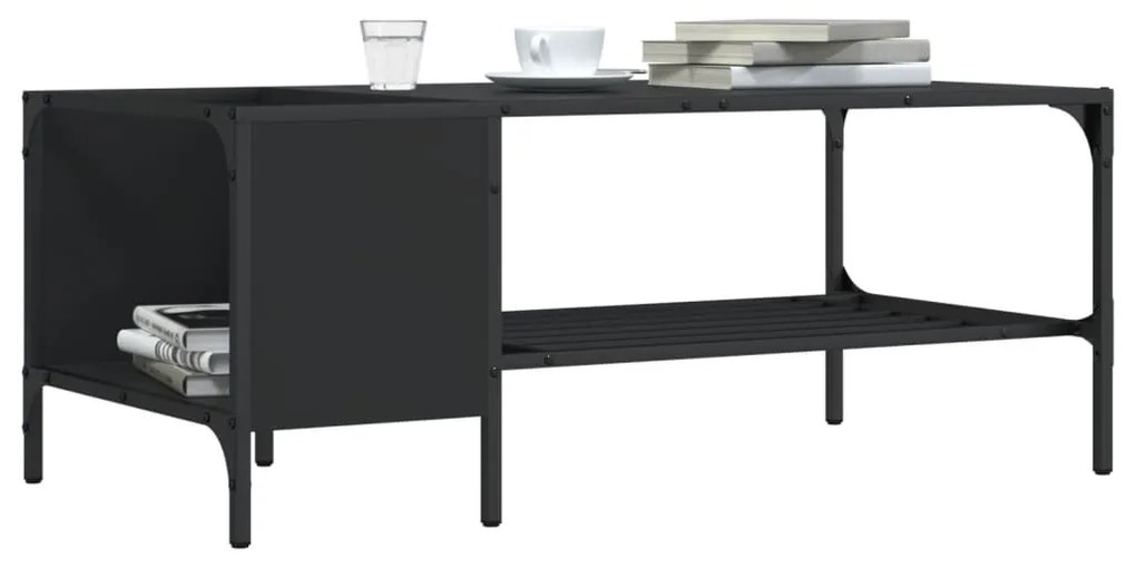 vidaXL Măsuță de cafea cu raft, negru, 100x51x40 cm, lemn