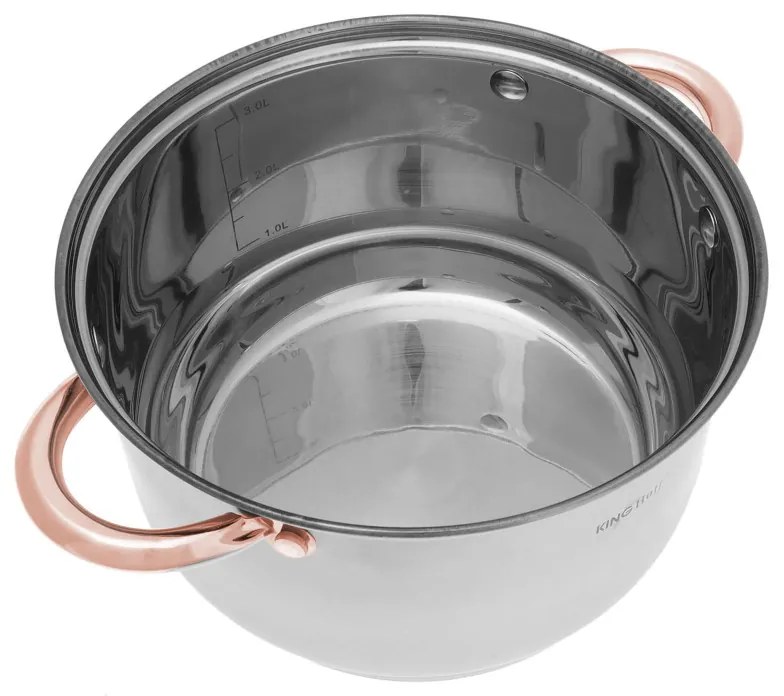 Set oale si tigai Kinghoff KH 1765, 12 h, Inductie, Inox / Golden rose