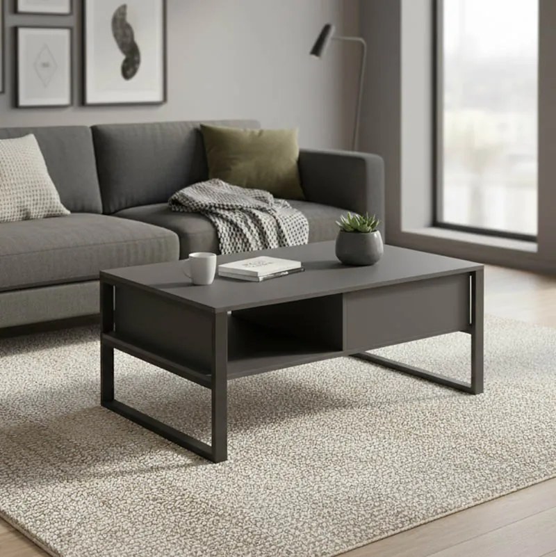 Masuta Cafea Bonas PAL Gri Antracit, Dim. 100x60x44,5 Cm