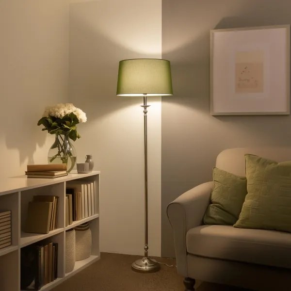 Brilagi - Lampă LED de podea CERIA, 1xE27/60W/230V, Ø 45 cm, crom lucios/verde