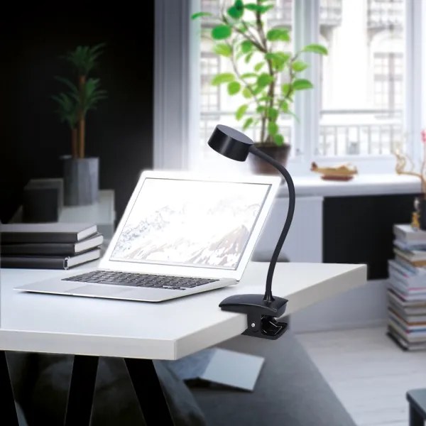 Lampă LED flexibilă dimabilă cu clemă Solight WO3001-B LED/2W/5V 3000/4000/6500K negru