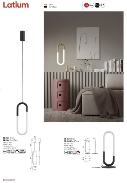 Lustră LED pe cablu LATIUM LED/9W/230V alamă Redo 01-3183