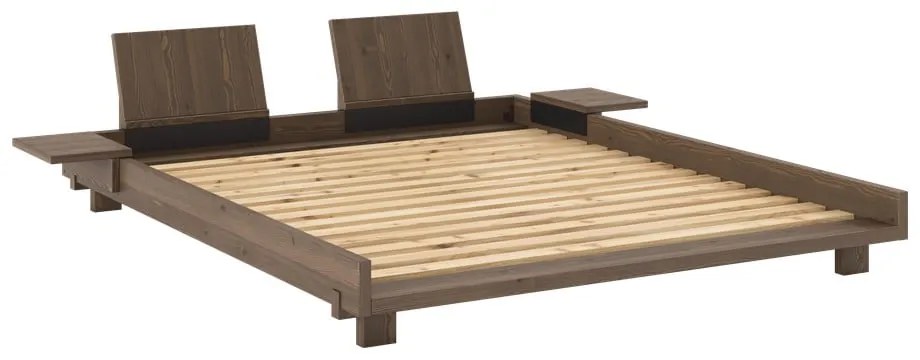 Pat matrimonial maro din lemn de pin cu somieră 160x200 cm Social – Karup Design