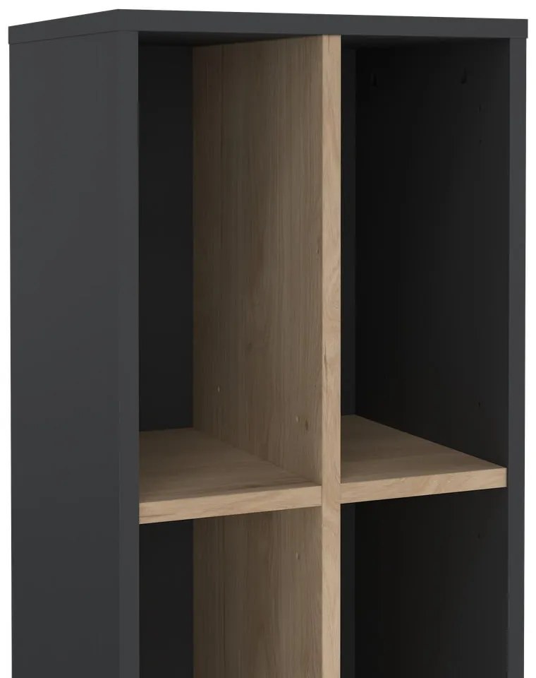 Bibliotecă gri antracit/cu aspect de lemn de stejar 41x205 cm Sign – Tvilum