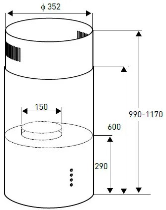 Hotă de bucătărie cilindrică Shadow White 190 W
