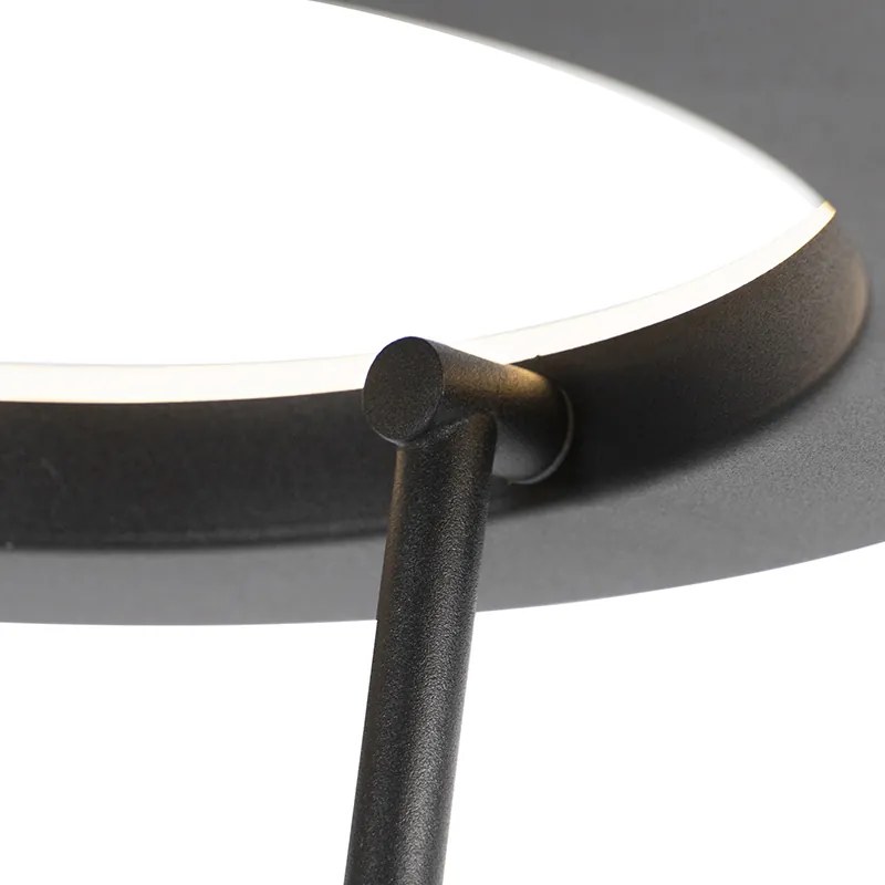 Lampă de podea modernă neagră cu LED și braț de citit - Divine