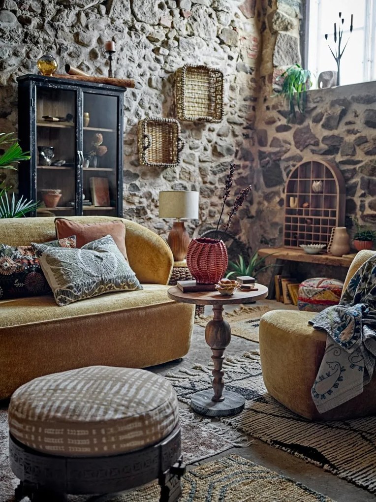 Vitrina negra, din lemn cu aspect vintage, Hazem