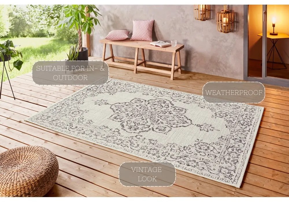 Covor de exterior NORTHRUGS Tilos, 200 x 290 cm, gri - crem