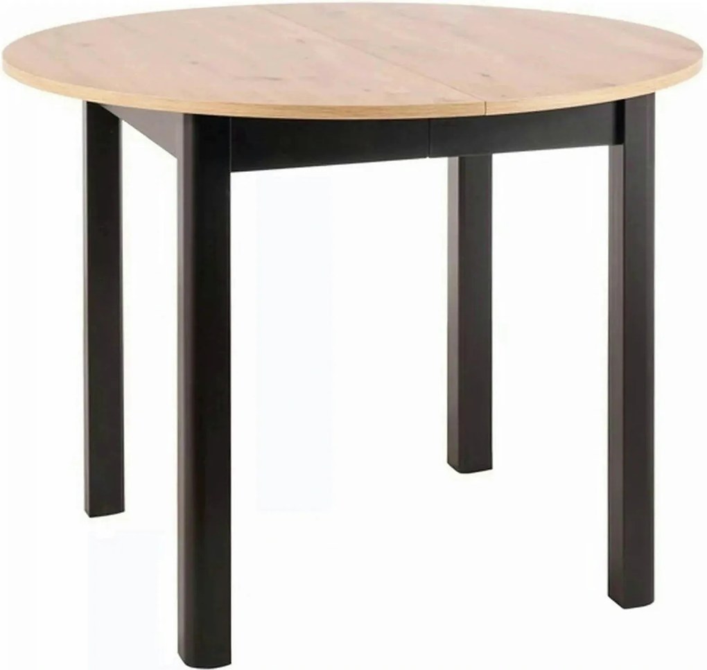 Masa extensibila DANTE, stejar artisan/negru mat, PAL laminat, 102/142