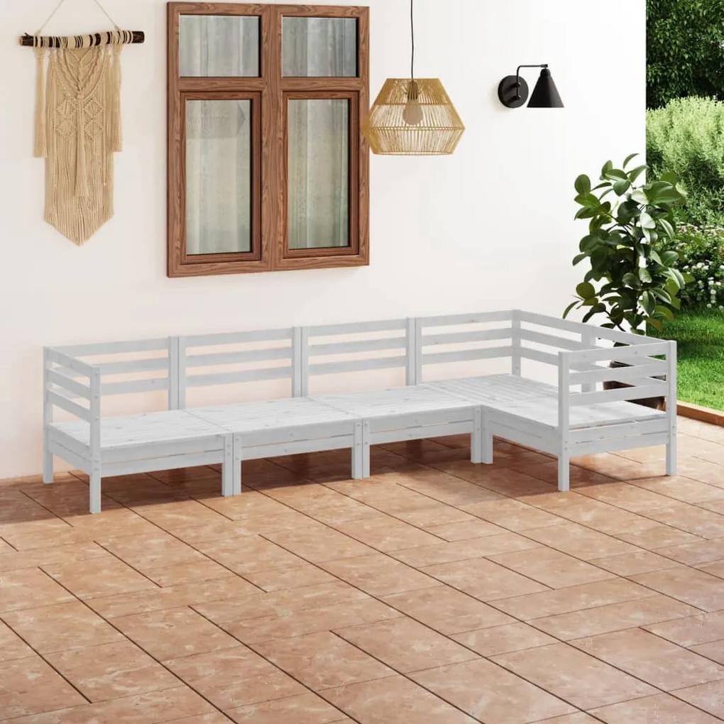 3082698 vidaXL Set mobilier de grădină, 5 piese, alb, lemn masiv de pin