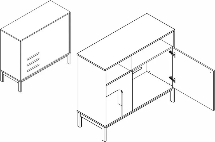 Comoda FROST 100x90 cm alba, decor stejar alpin