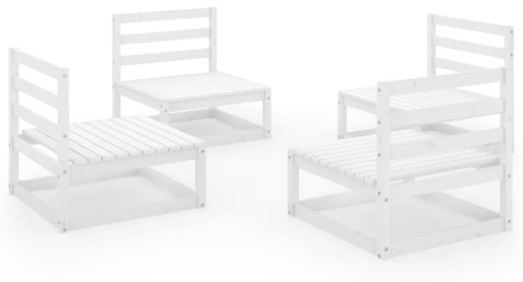 3075260 vidaXL Set mobilier de grădină, 4 piese, alb, lemn masiv de pin