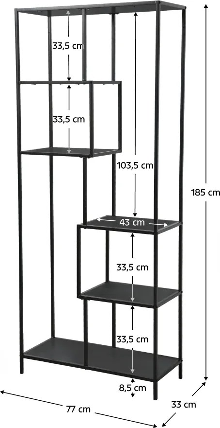 Etajeră, neagră, BILOTE TIP 3