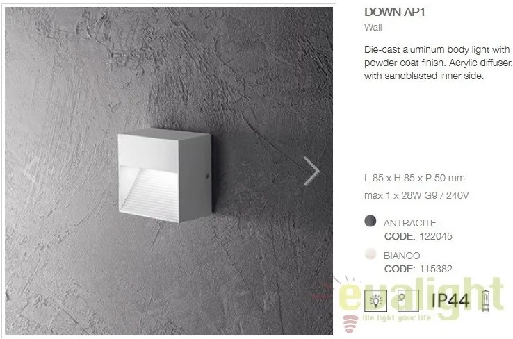 Aplica de perete exterior IP44 DOWN AP1 ANTRACITE 122045