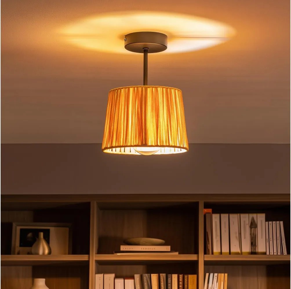 Brilagi - Lustră LED aplicată CERIA BOHO 1xE27/60W/230V Ø 20 cm negru/rafie